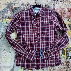Men's vintage Abercrombie and Fitch red‎ and blue plaid button down shirt - M